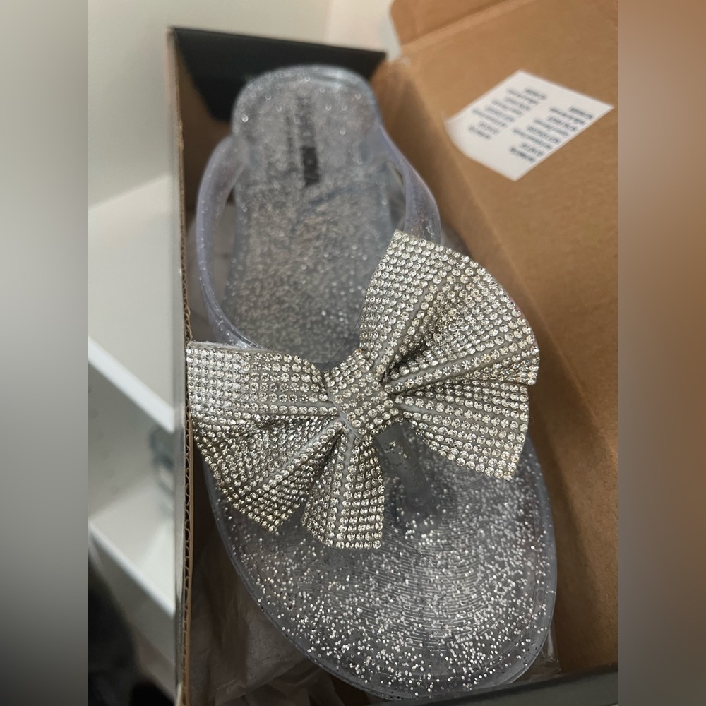 Silver flip flops